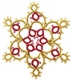 Tatted Christmas Star in gold and red OSW009